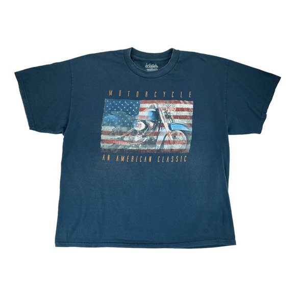 Lifestyle Classics 'Motorcycle - An‎ Americam Classic' Navy T-Shirt Size 2XL - Picture 1 of 4